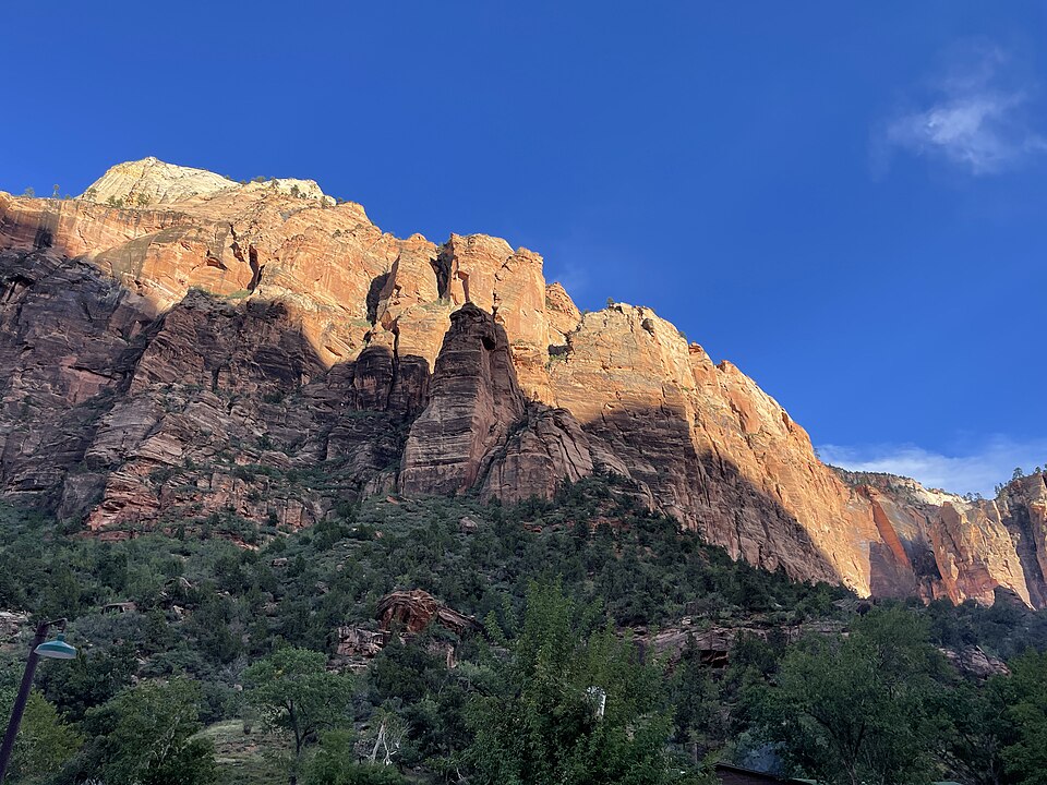 Red sandstone cliffs above Zion Canyon, Utah